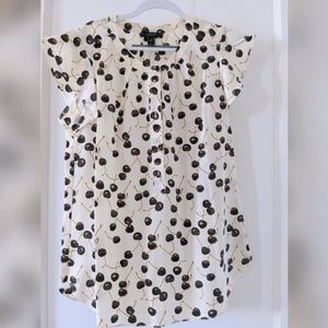 J Crew flutter sleeve black cherry popover
